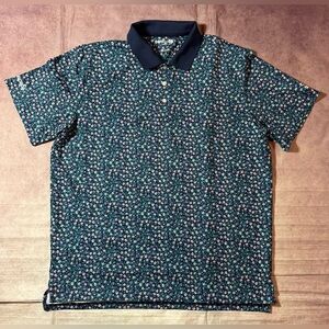 Bonobos Golf Polo Shirt Mens Large Blue Floral Standard Fit Performance